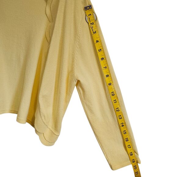 Cable & Gauge Sz Large Yellow Cardigan/Sweater Unique Double Scallop Design - Picture 6 of 13